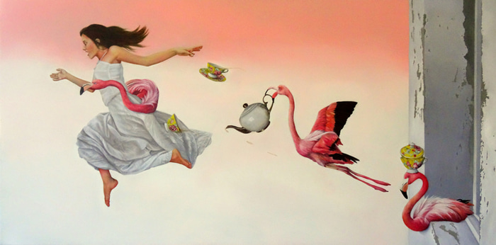 Earl Grey with a Dash of Flamingo by Tara Spicer | Lethbridge Gallery
